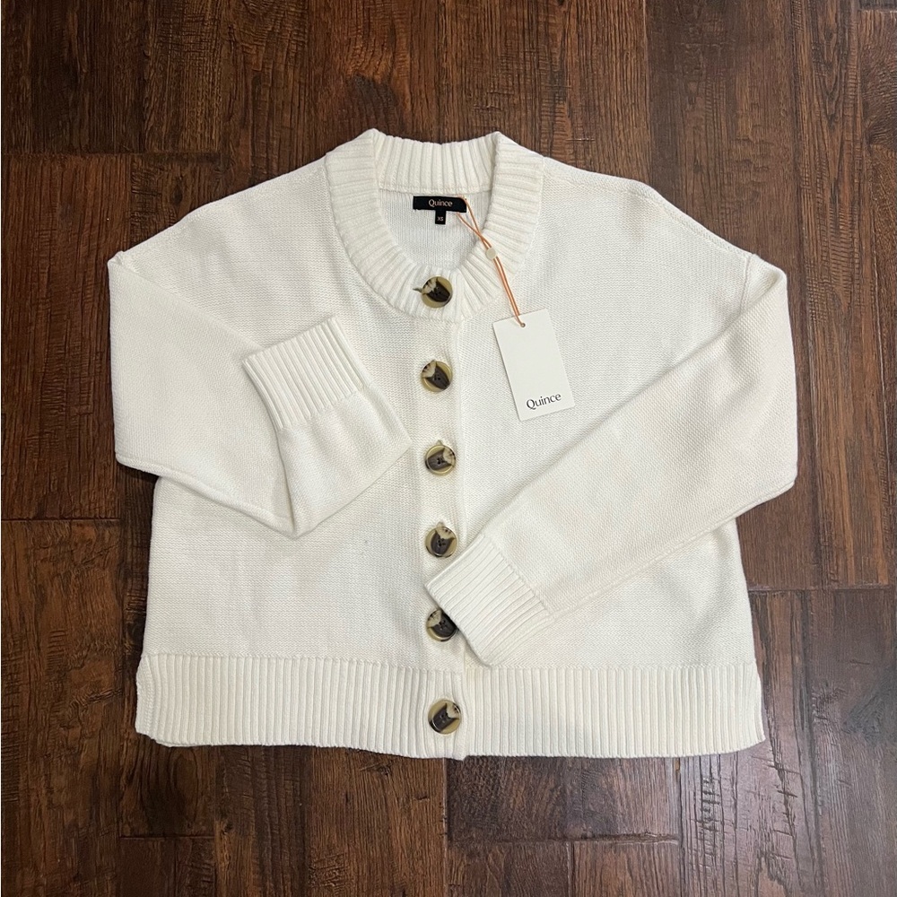 100% Organic Cotton Cropped cardigan xs ivory